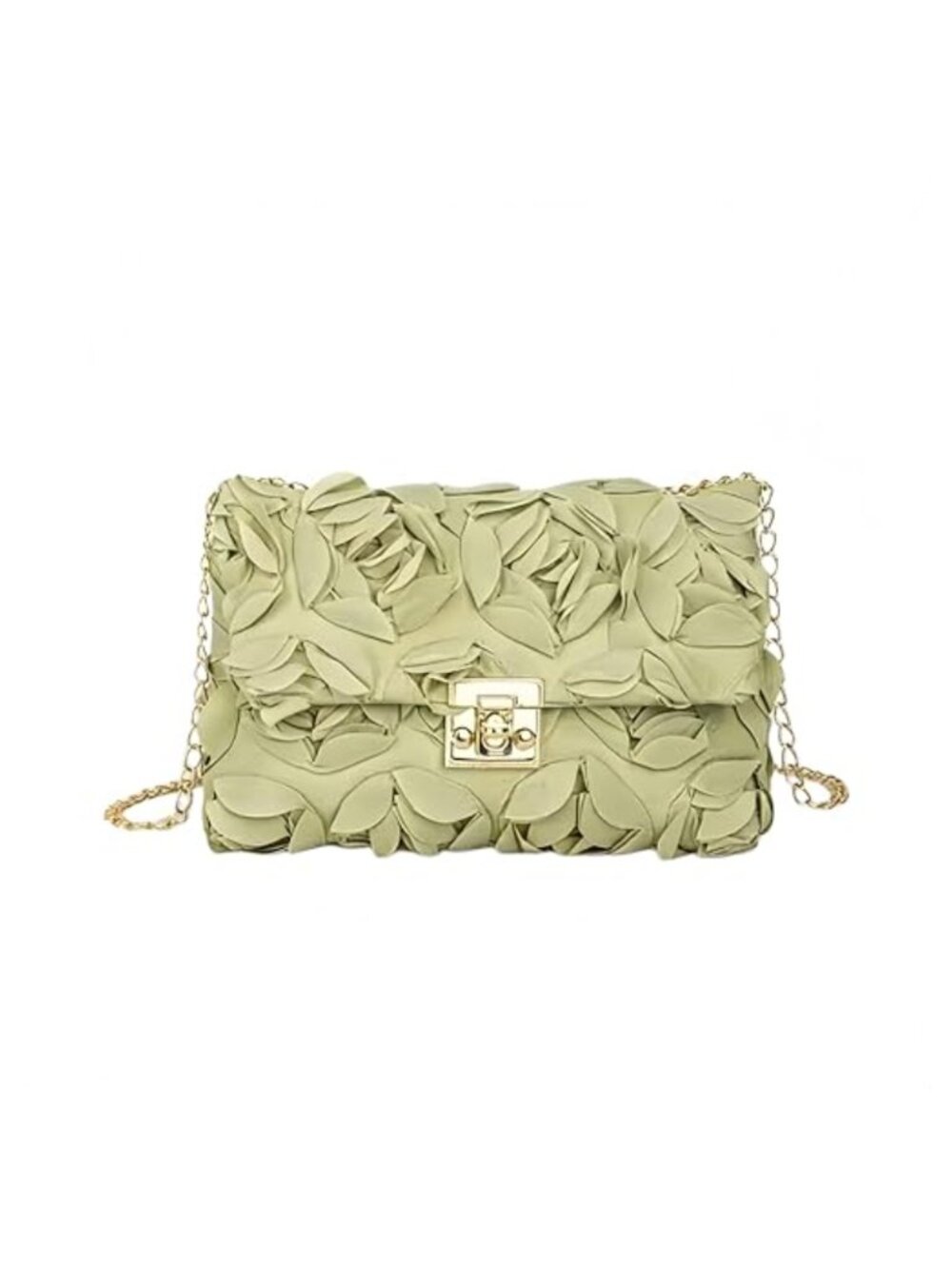 3D Rose Petal Crossbody Bag with Pearl Chain Strap Women's Floral Purse
